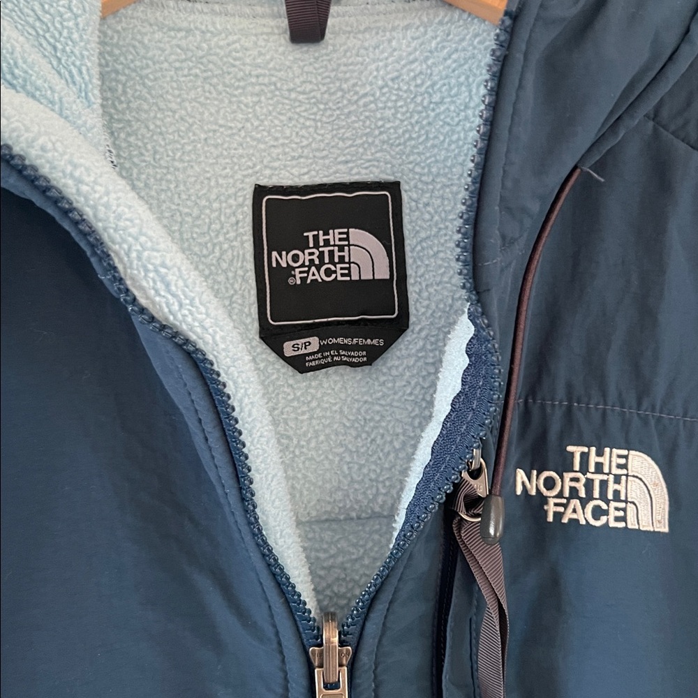 The North Face vintage Dinali bay Blue Hooded Fleece Jacket size small - Picture 5 of 8